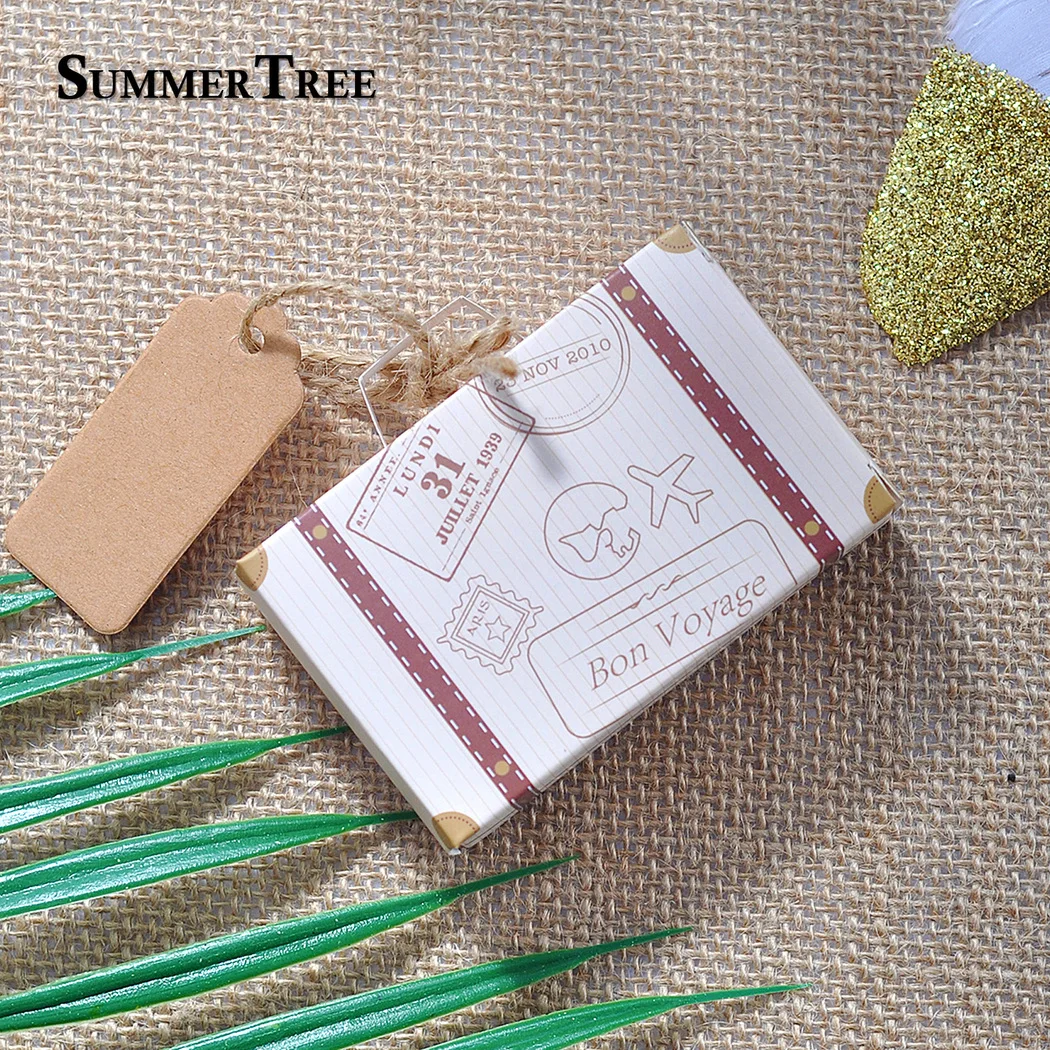 10/50/100PCS Suitcase Candy Box Bonbonniere Wedding Gift Bags Travel Themed Party Favors Birthday Baby Shower Decoration