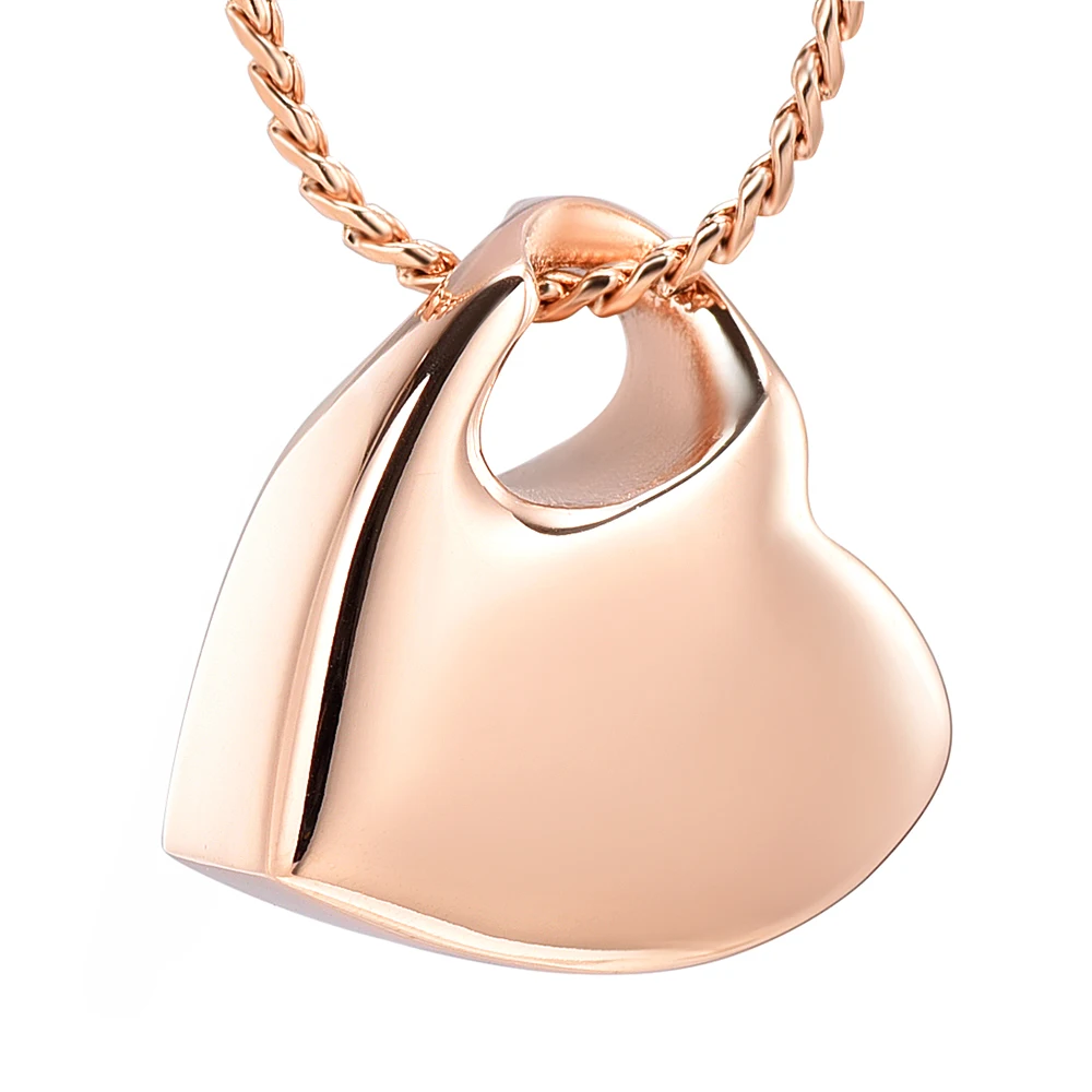 K9960 High Polished Heart Cremation Jewelry for Ashes Pendant Stainless Steel Urn Memorial Necklace for Men Women-Custom Engrave