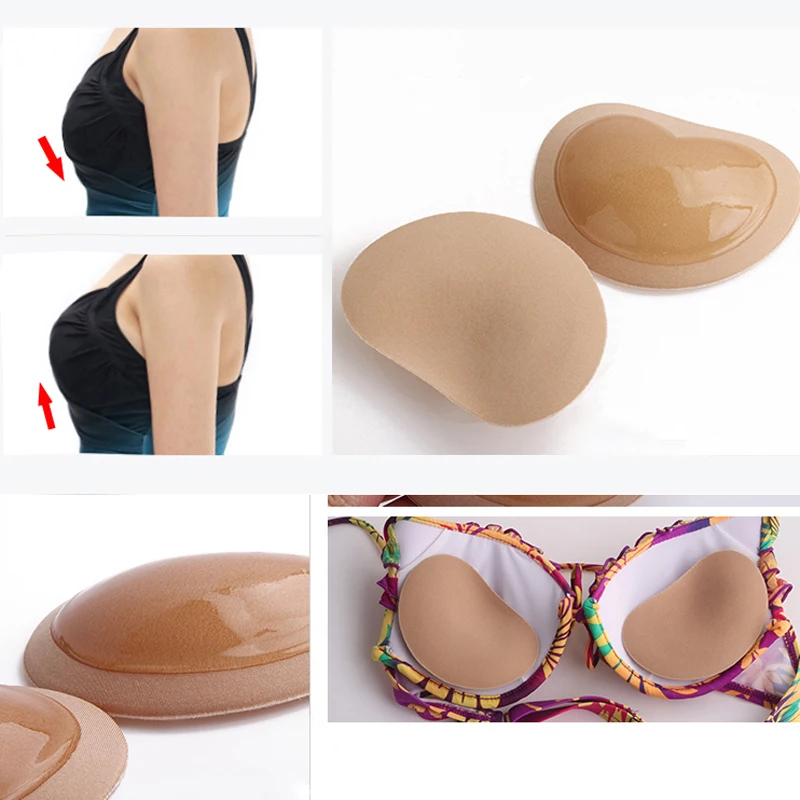 Sexy Bikini Push Up Padded Swimsuit Bikini Bust Thicker Breathable Sponge Bra Pad Invisible Paste Padding Silicone Swimwear