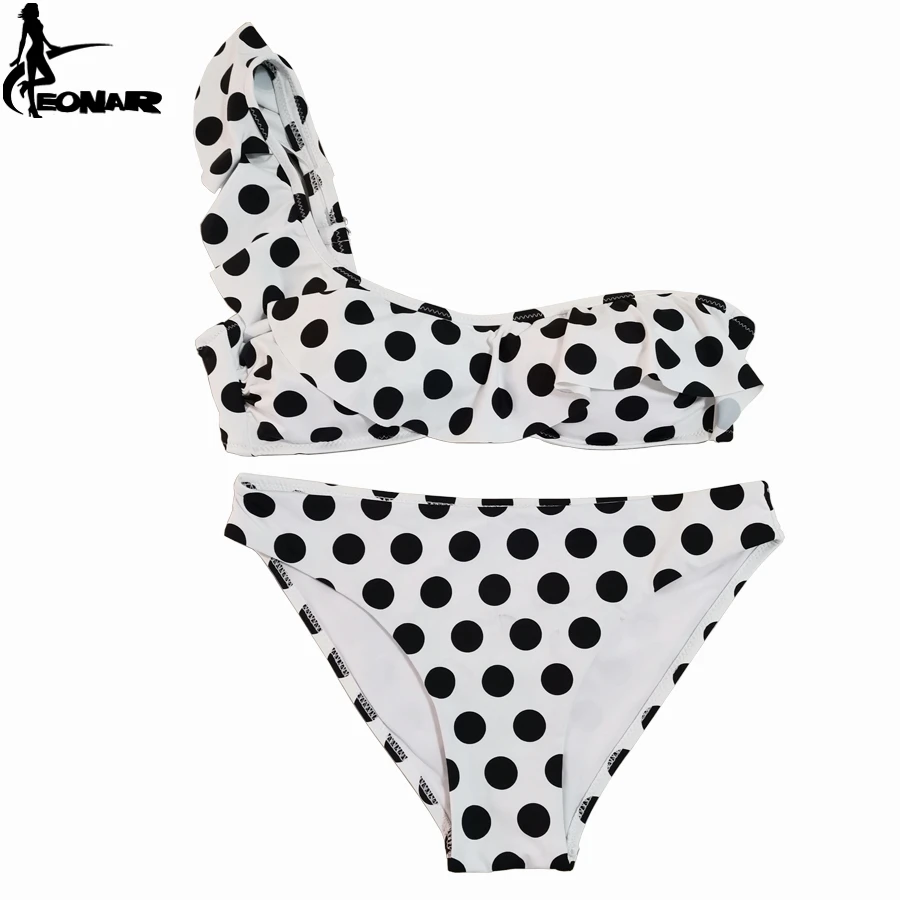 EONAR-Conjunto de bikini con volantes para mujer, traje de baño de un hombro, traje de baño brasileño de realce, trajes de baño bandeau, conjuntos