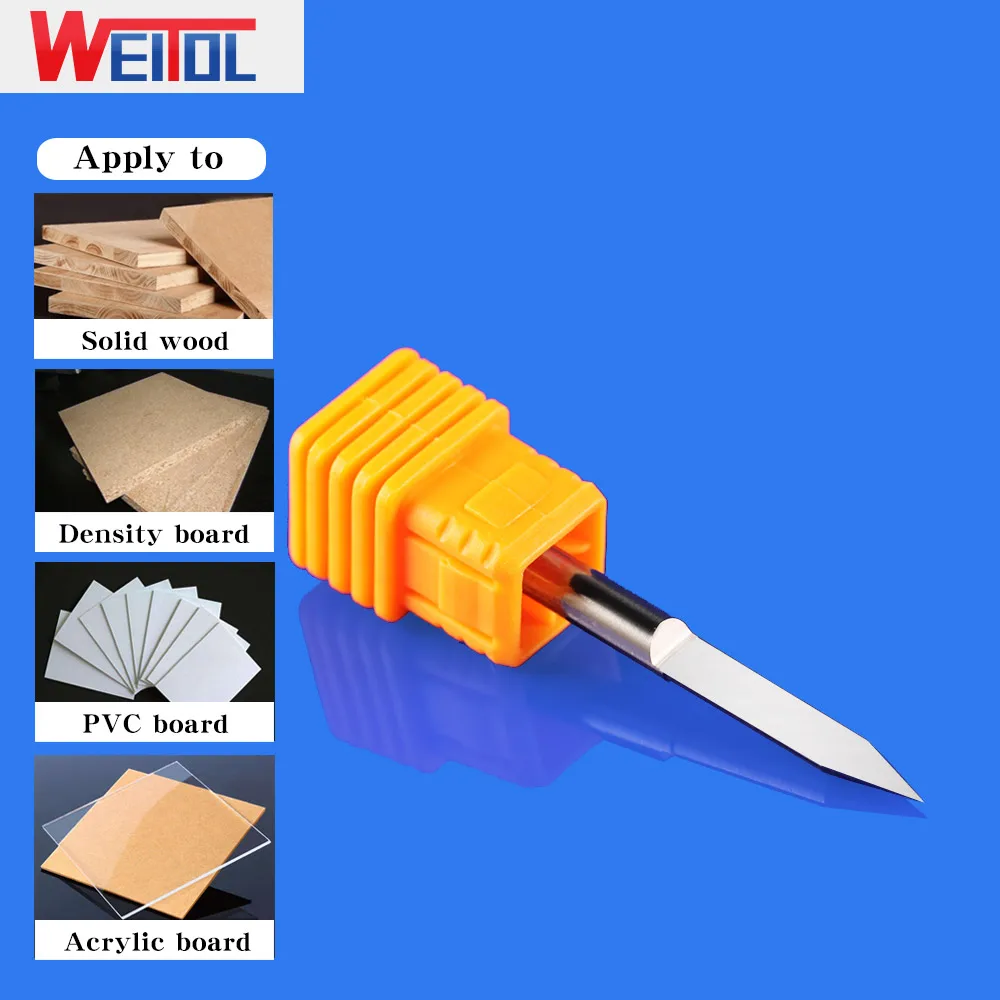 Weitol-PCB彫刻ビット,V字型カッター,平底,彫刻ツール,CNCルーター,4mm, 10個