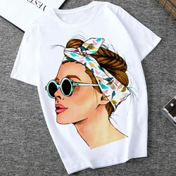 Plus Size Women Summer Fashion Print Lady Casual T-shirt Tops Harajuku Streetwear Short Sleeve O-Neck Tops Tees Camisetas Mujer