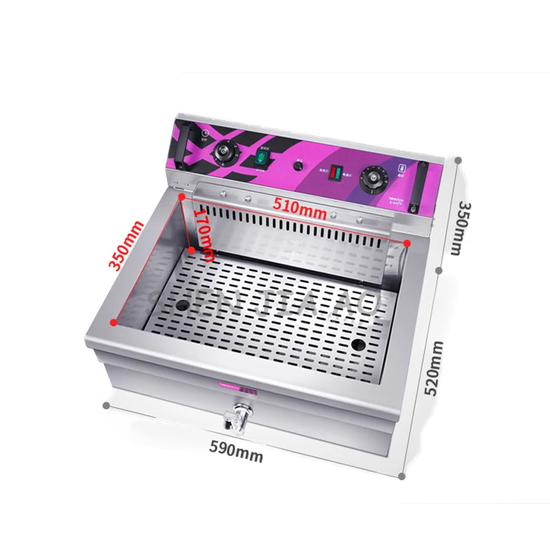 مقلاة كهربائية تجارية 20L سعة كبيرة اسطوانة واحدة الكهربائية فراي الدجاج مع جهاز قلي أصابع البطاطس 220 فولت 1 قطعة