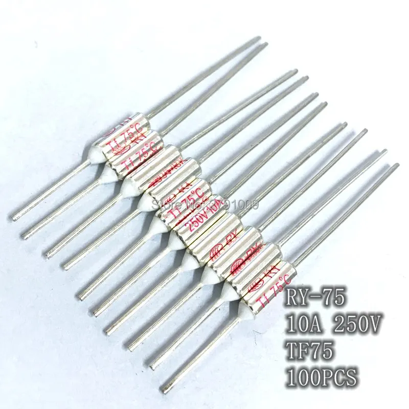 100pcs RY FUSE RY-75 Temperature Fuse RY Tf  Heat Protector 75 Degrees 10A250V TF 75 C  Temperature Switch 75C Insurance Pipe