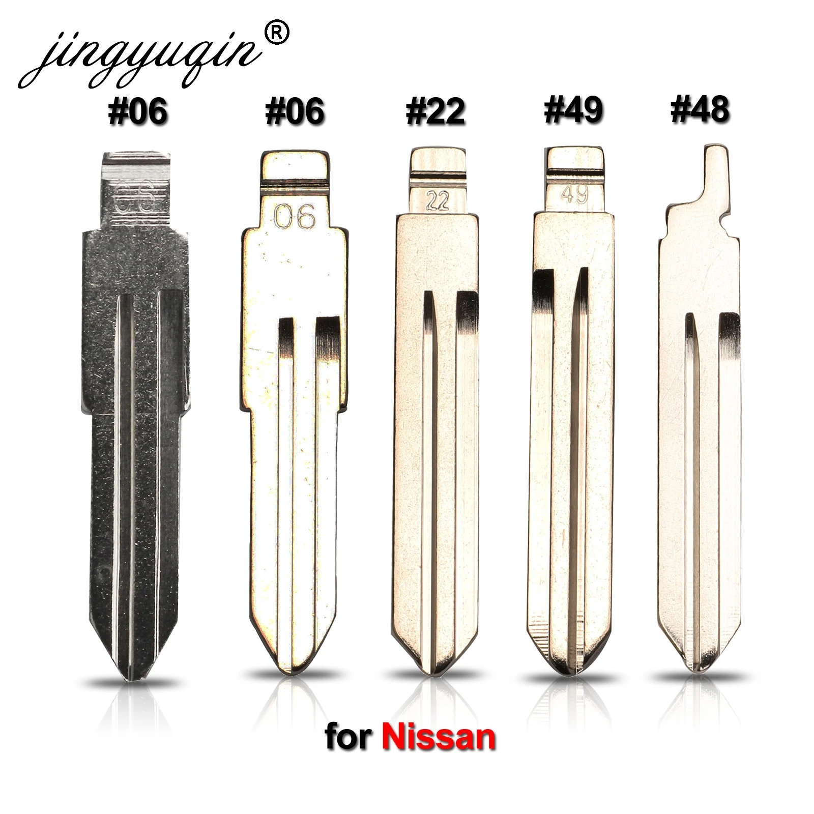 

jingyuqin 15pcs #06 22 48 49 Blank For Nissan A33 A32 Tiida Sylphy Teana Livina Sunny X-Trail Flip KD Remote Key Blade NSN14