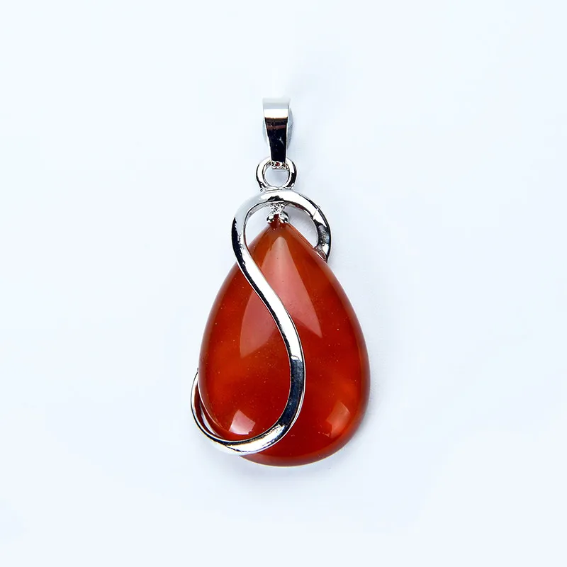 20x30MM Natural Amethysts Aventurine Rose Pink Quartz Tiger Eye Opal Carnelian Stone Water Drop Beads Pendant for Necklace