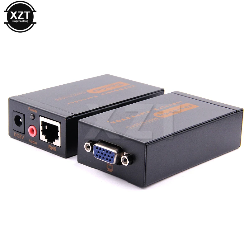 High Quality 100M 328ft VGA Video Audio Extender Over Single RJ45 CAT5e/6 1080P Extension adpater Lightning protection