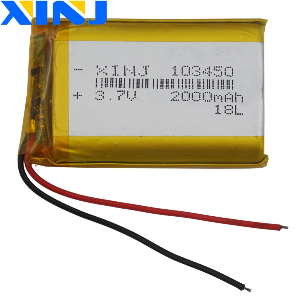 3.7V 2000mAh 7.4Wh Li-Polymer Li Lithium Battery 103450 For Car Camera GPS TV Video Player PDA MID Bluetooth Speaker Headset