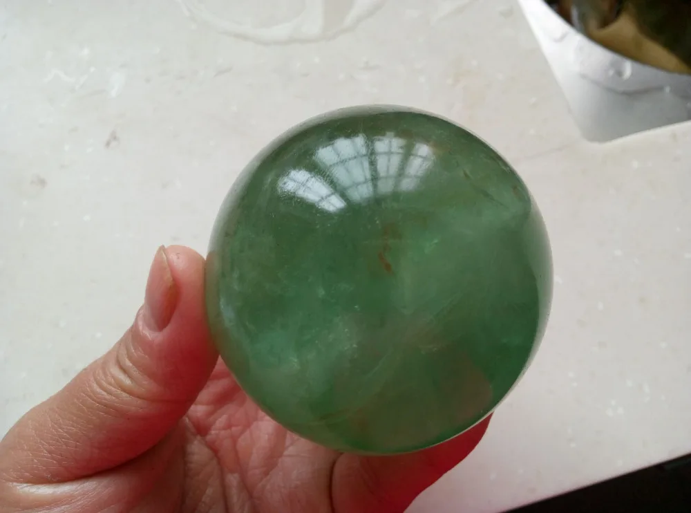 67mm NATURAL Green Fluorite quartz crystal sphere ball healing