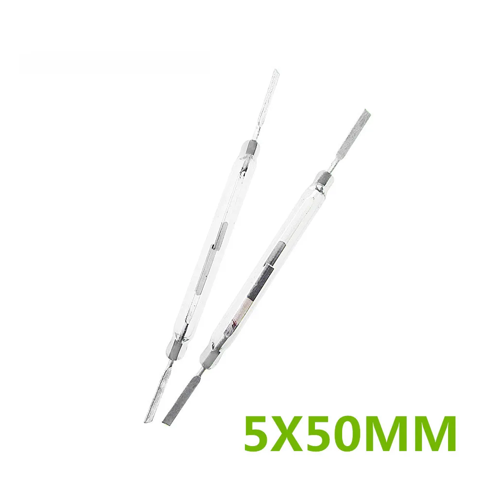 Novo 10 pçs/lote reed switch 5x50mm vidro branco 2a normalmente aberto