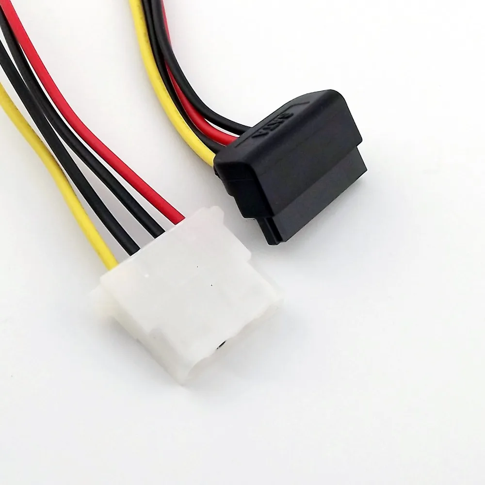 10x IDE 4 Pin Female Molex to SATA 15 Pin Female 90 Degree Right Angled HDD Power Adapter Cable 20cm