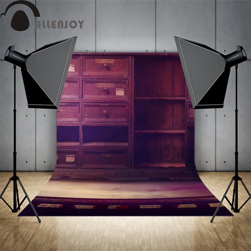 Allenjoy backgrounds for photo studio Wood drawer cabinet vintage carpet noel professional camera