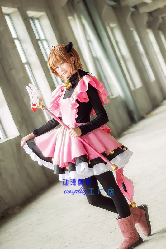 Cardcaptor Sakura kinomoto sakura cosplay costume Magical black cat maid dress 11