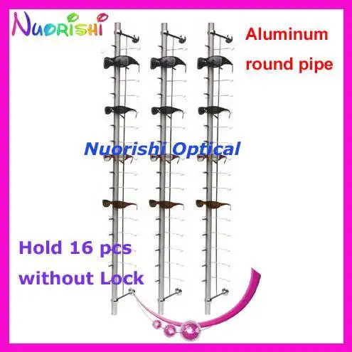 

HC16 holding 16 pcs wall mounted sunglasses display without lock aluminum eyewear display rod