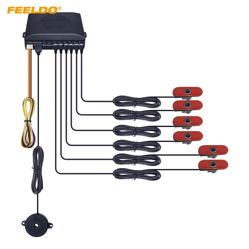 

FEELDO 1Set Car 6pcs Original Sensors 16.5mm Reverse Backup Radar 2 Front 4 Rear Beep Alarm Parking Sensors #AM1358