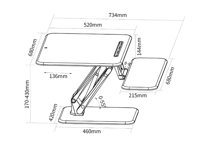 Loctek M3S Ngồi Đứng Để Bàn Nâng Dễ Lên Độ Cao Có Thể Điều Chỉnh Máy Tính Bàn Để Laptop Gấp Gọn Bàn Phím Giá Đỡ 68x52cm