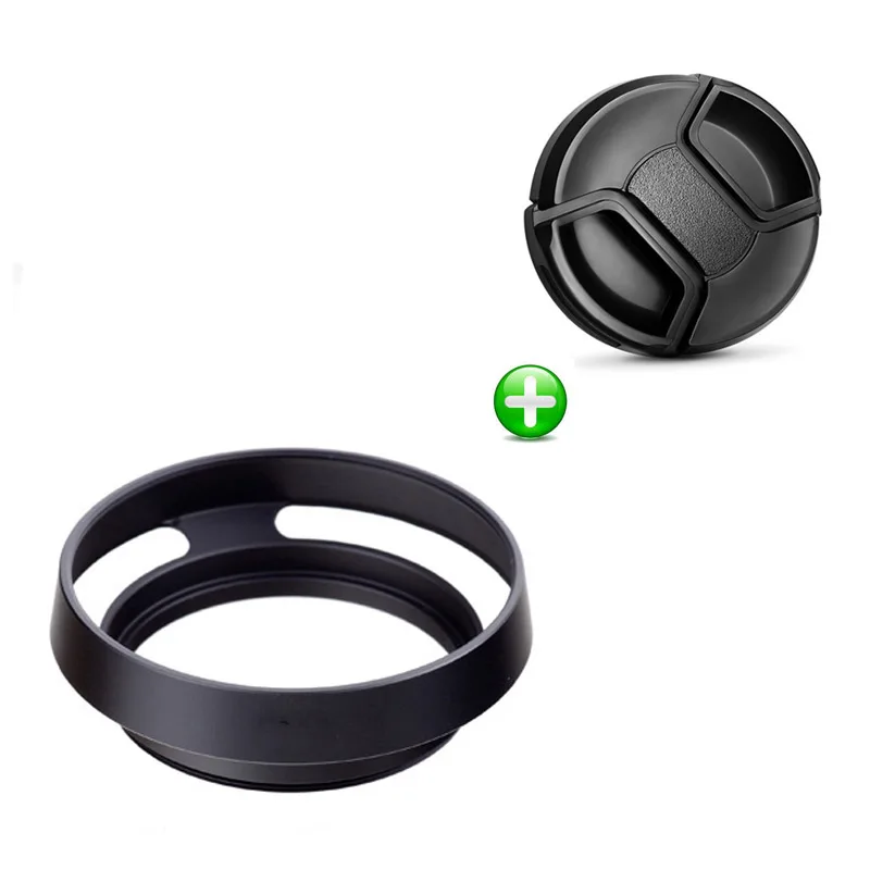 Metal Vented Lens Hood 49mm 52mm 58mm 55mm 62mm 67mm 72mm 77mm 82mm Screw-in Lente Protect + Cap For Leica Canon Nikon Sony