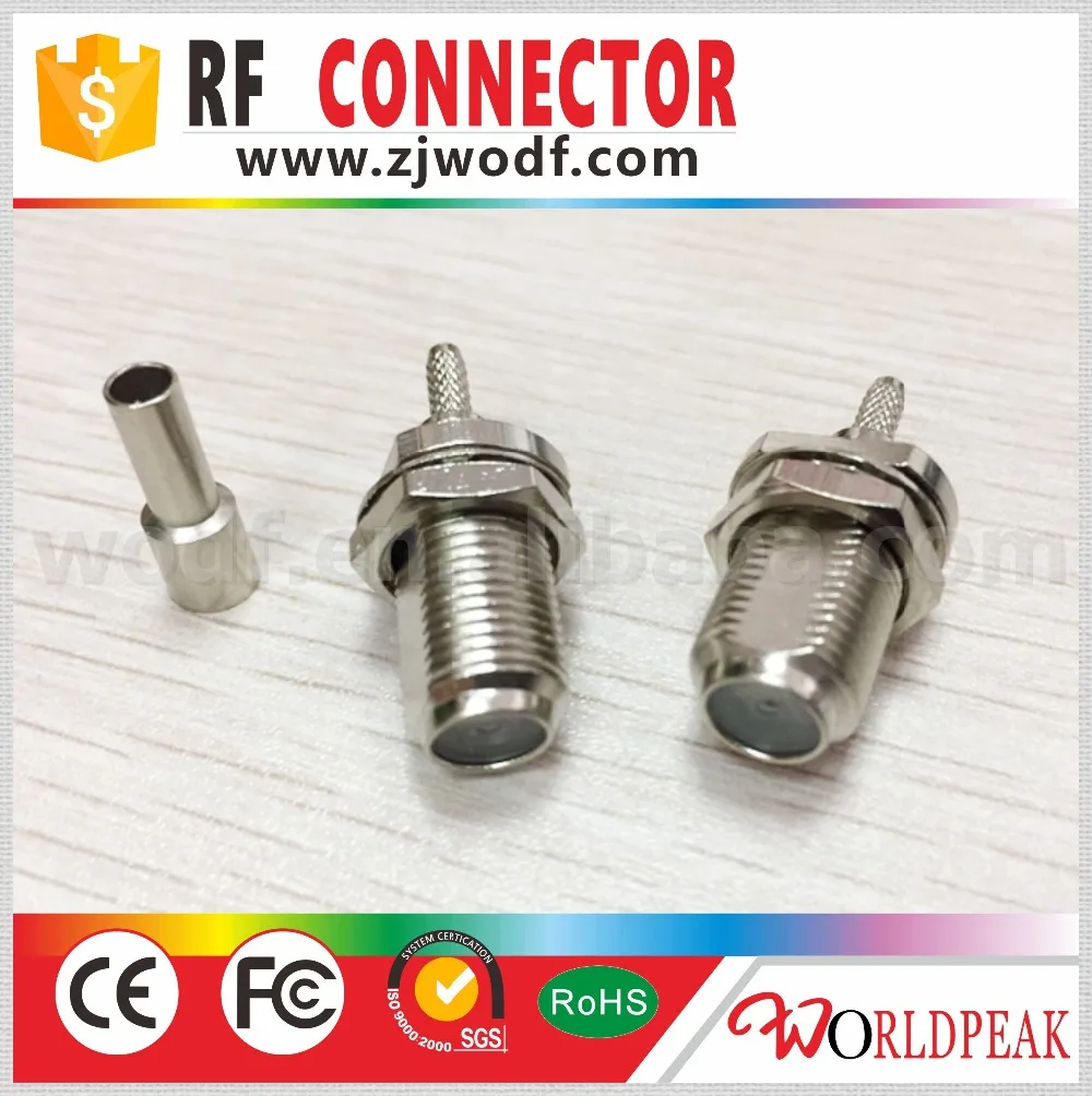 

Free shipping 100 piece F Crimp Jack bulkhead connector for RG179 f rf coaxial connectors