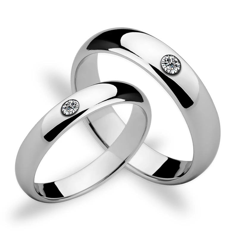 

Romantic High Polished Tungsten Wedding Rings Set with CZ Stones for Couples 3.5mm/5mm Width Size 5-12
