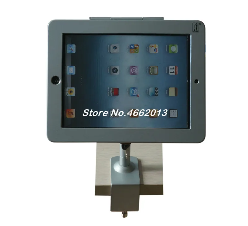 

for ipad 2/3/4/air/pro 9.7" desktop secure lock stand with metal frame brace display kiosk POS table security holder on hotel