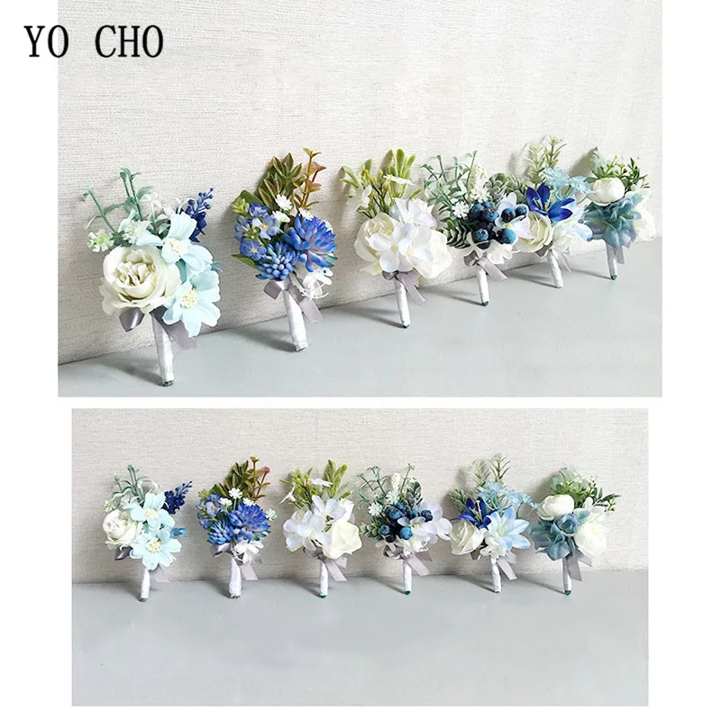 Hình Cho Đám Cưới Phụ Kiện Boutonnieres Nam Nơ Hoa Hồng Trắng Hoa Phong Lan Xanh Hôn Nhân Corsages Boutonnieres Chú Rể Cưới Tiếp Liệu