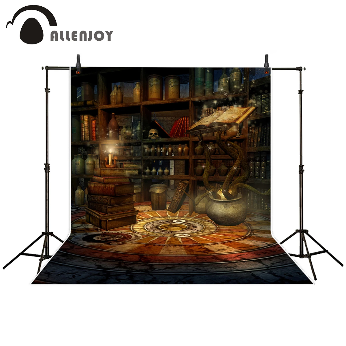 Allenjoy photography backdrop Mysterious Magic Book Shelf Candle Vintage Style background for photo studio camera fotografica