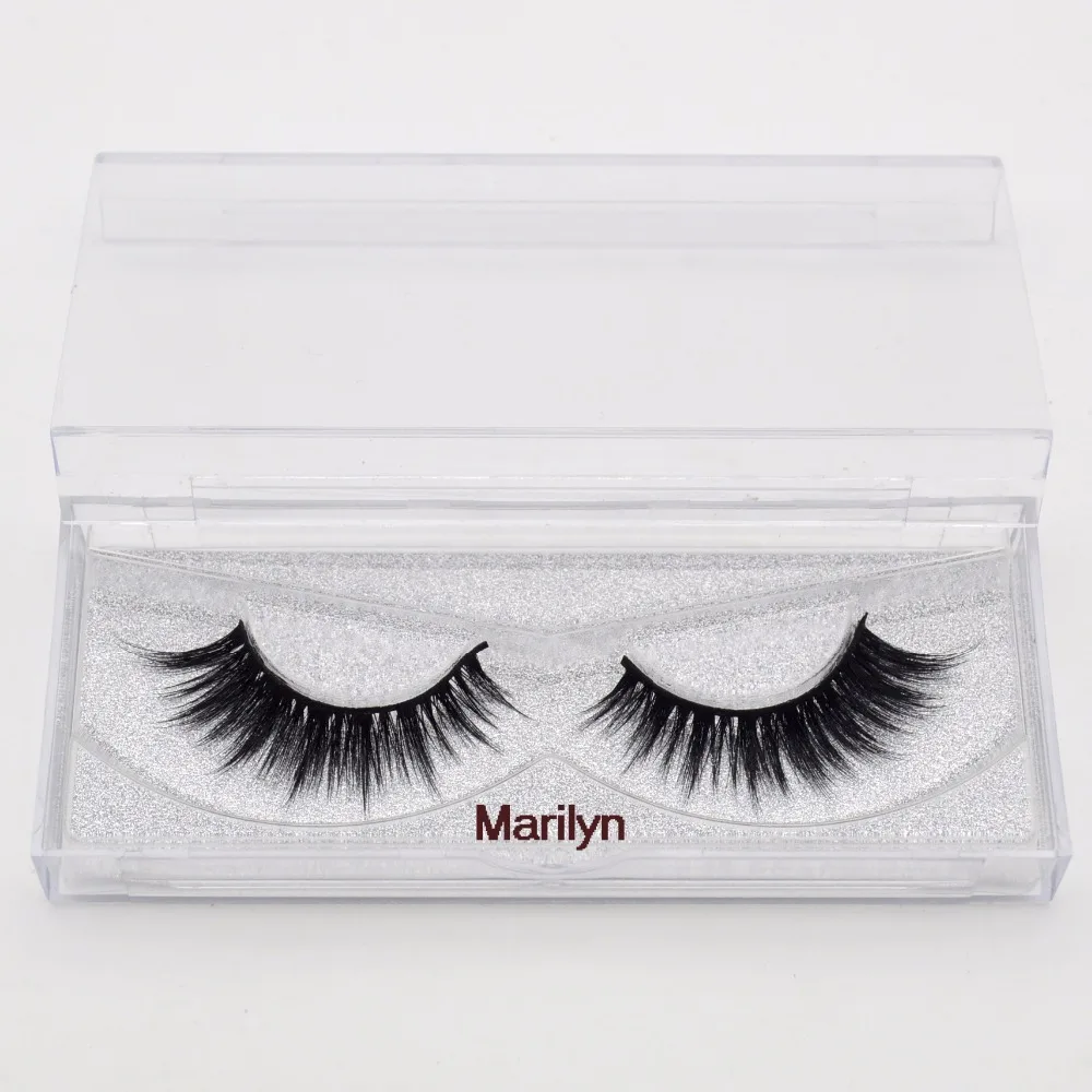 Visofree Faux Mink Eyelashes Wispy Super Thick Eyelashes Natural Plastic Black Band Mink Lashes Extension False Lashes MARILYN