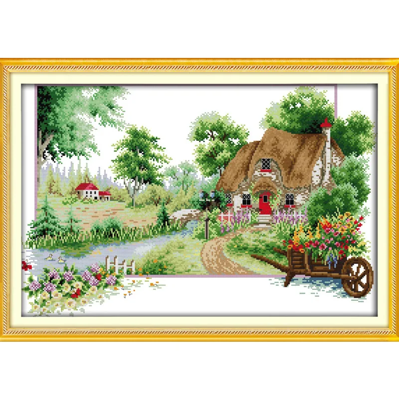 Counted Cross Stitch Kit Dome Spring Summer Autumn Winter Comes Four Seasons Season Comes House Set Cross-Stitch Kits Home Town