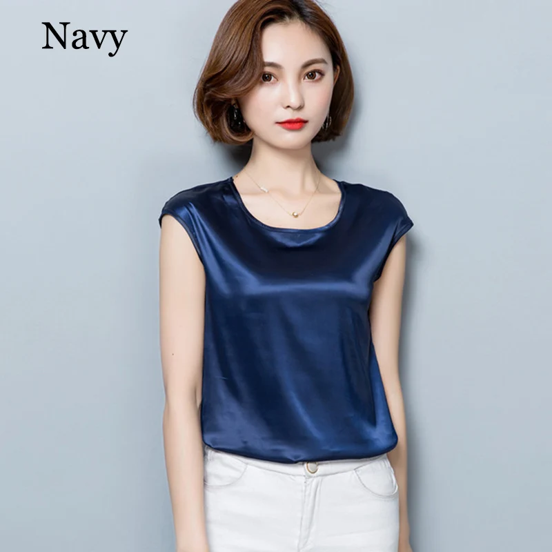 VogorSean Phụ Nữ Áo Sơ Mi Mùa Hè 2019 Thời Trang Lụa Chiffon Không Tay Lỏng Lẻo Cộng Với Kích Thước Womens Áo Sơ Mi Trắng/Hồng/ tops