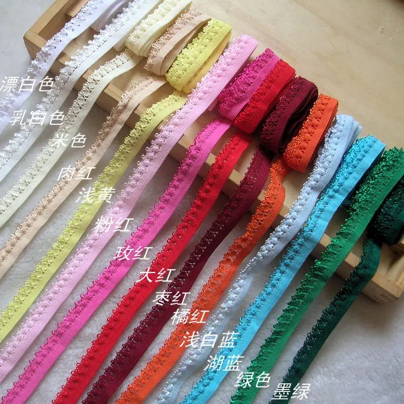 Newest Color Top Grade 1.1cm 10Meters Small Lace Trim / Underwear Elastic Stretch Lace Trimmings/ Diy Sewing Garment Trims Z249