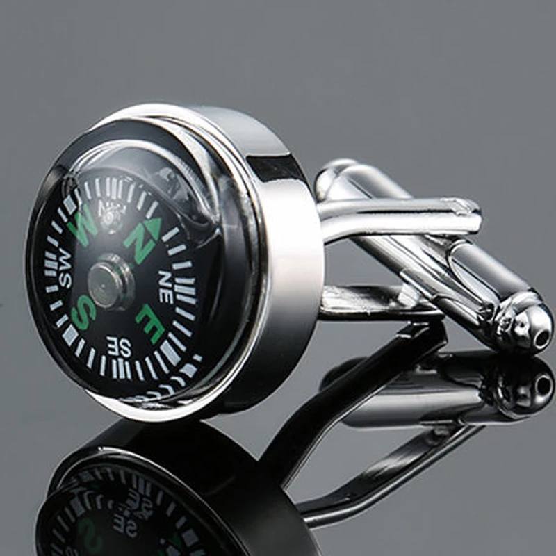 High quality copper Fashion men's French shirt cufflinks High grade round design car stall speedometer compass CuffLinks