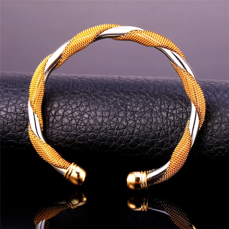 U7 Braiding Net Tristed Cable Chain Bangle Cuff for Man Woman QC24