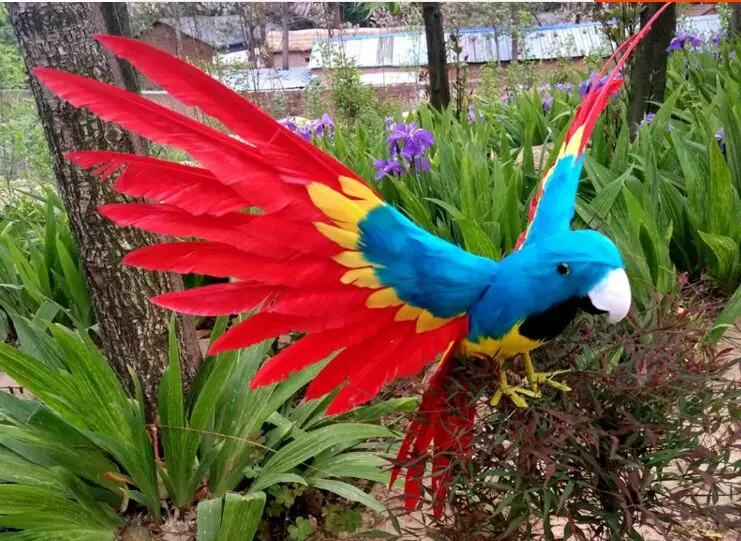 new simulation colourful parrot toy plastic&fur wings parrot model gift about 45x30cm