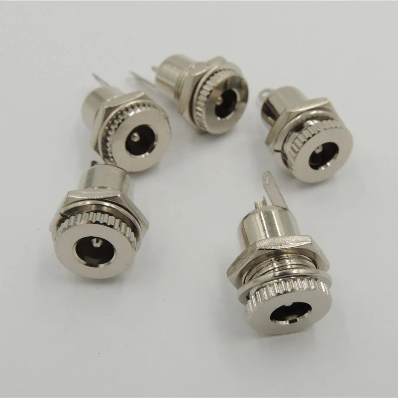 

50 Pcs Copper 5.5mm*2.5mm DC Power Jack Socket Threaded Female Mount Connector Adapter