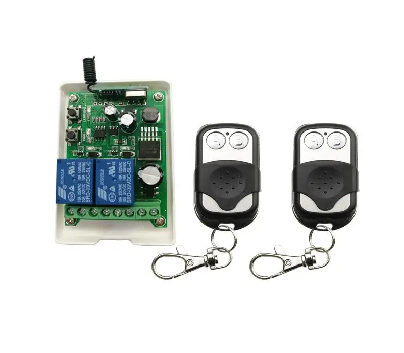 Interruptor de controle remoto sem fio, dc 12v 24v 36v 48v 10a relé 2 canais rf código de aprendizagem iluminação universal 315mhz