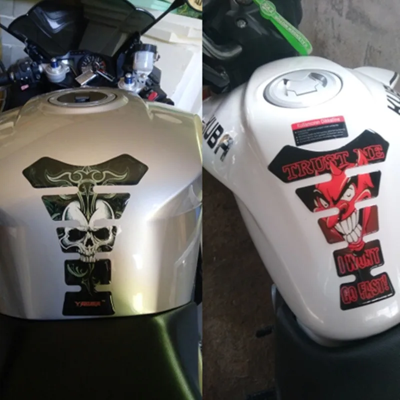 Motocykl diabeł czaszka Logo Protector kalkomanie zbiornik paliwa gazowego Pad Protector czaszka wyścigi samochodowe naklejki dla Yamaha Honda Kawasaki