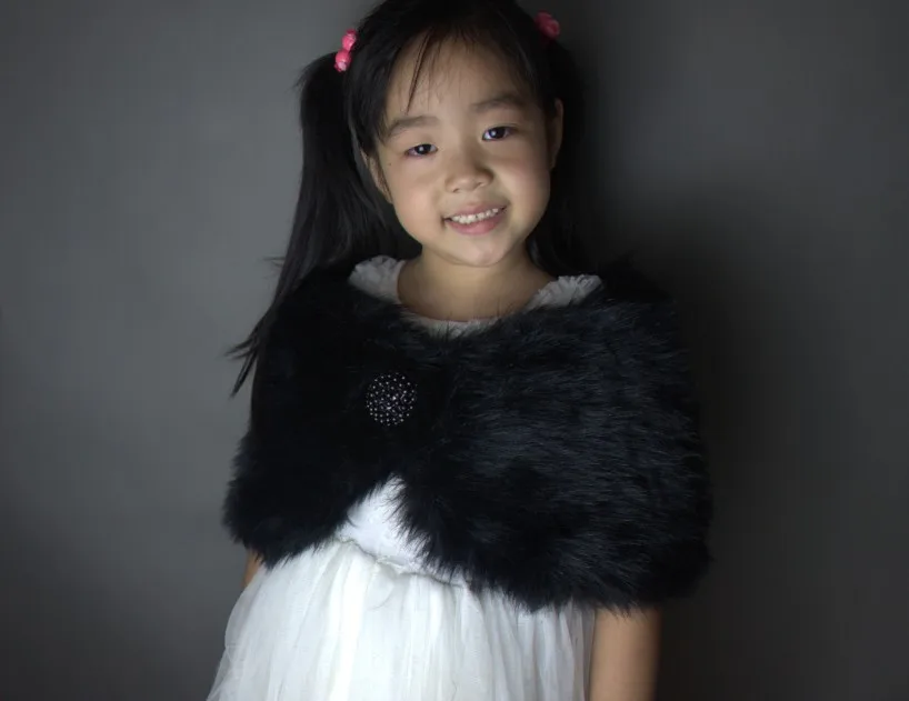 White ,ivory, black,Faux Fur Flower girl shawl Wedding  Wrap Stole Shrug shawls Cape formal chidren bolero jacket