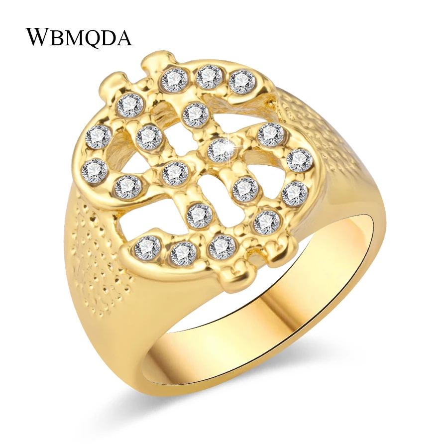 Wbmqda US Dollar Sign Ring Street Style Gold Color Size 8/9/10/11 Stainless Steel Hip Hop Ring For Rappers/Men Punk Jewelry