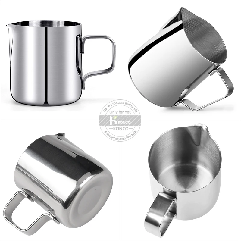 Konco 150ml Stainless Steel Milk Frothing Pitcher Coffee cup Boiler Cup Jug Creamer for Barista Espresso Machines