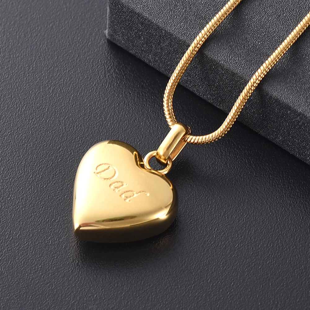 316L Stainless Steel Funeral Locket Memorial Jewelry Dad In My Heart Cremation Jewelry Human Ashes Urn Pendant Necklace