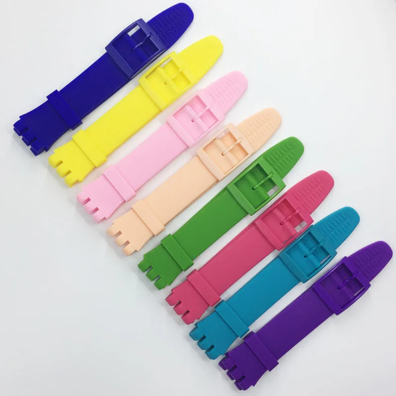 MR NENG Replacement watchband watch band strap for Swatch strap 16 17 19 20mm Wrist Belt Bracelet Black Blue Pink Green