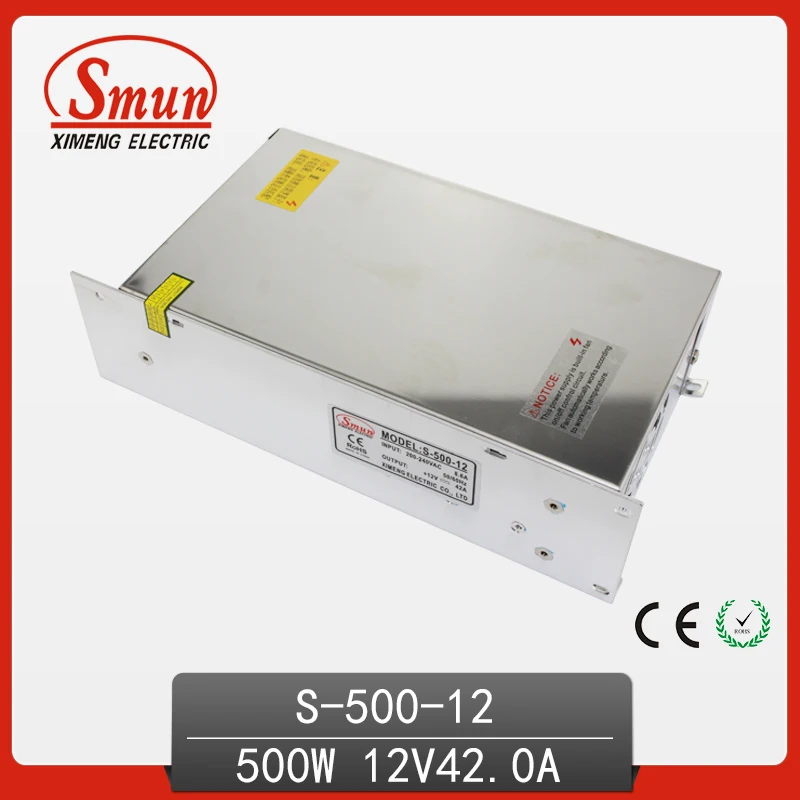 500W 12VDC 40A Single Output Switching Power Supply With CE ROHS China Factory for Light