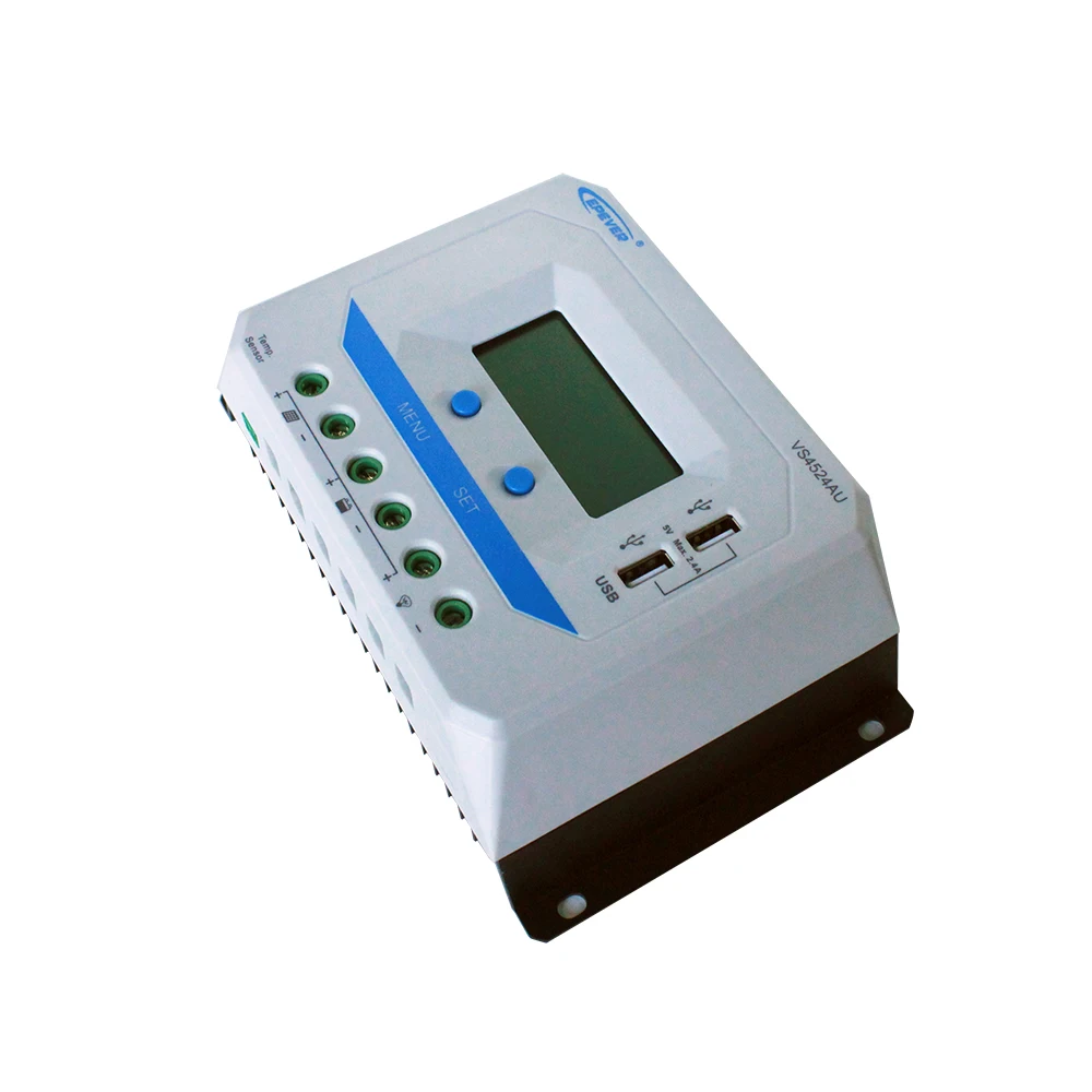 Imagem -04 - Epever 45a Controlador Solar 12v 24v Auto Vs4524au Pwm Controlador de Carga com Construído em Display Lcd e Duplo Usb 5v Porto