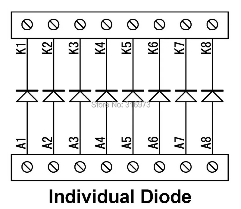 6 Amp 1000V 8 Individual Diode Module Board, 6A10.