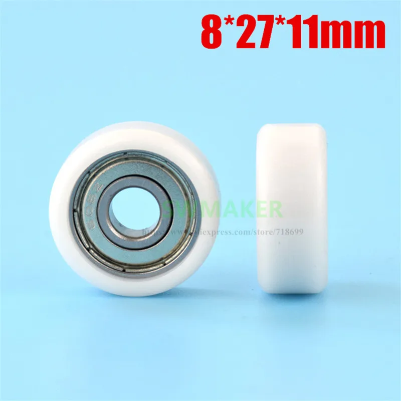 1pcs F 8*27*11mm flat wheel, 608ZZ plastic bearing pulley, POM engineering plastic nylon roller for drawer showcase