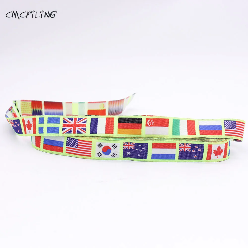 CMCYILING Europe National Flag Jacquard Webbing Sewing Label Wedding Materials Sewing Tape Ribbons For Gift Baby Scrapbooking