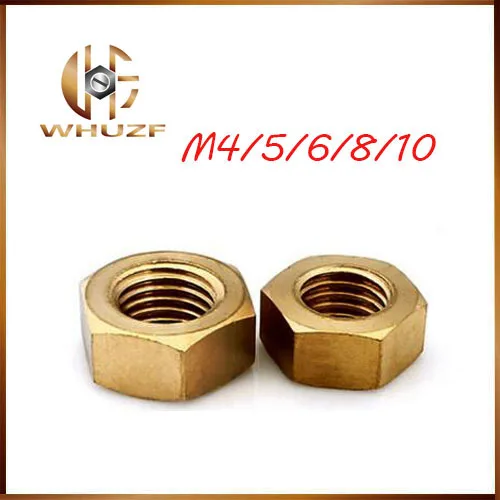 M4 M5 M6 M8 M10 Metric Thread Copper DIN934 Brass Hexagonal Hex Nuts Hexagon Nut