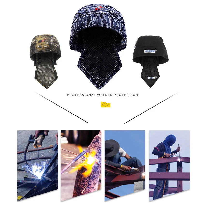 Flame Retardant Welding Scarf FR Cotton Welder Hats Washable Fire Proof Helmet Arc Knight