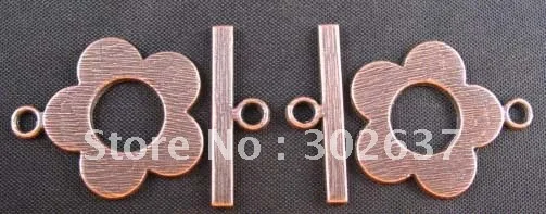 

FREE SHIPPING 90sets Antiqued copper flower toggle clasps A541C