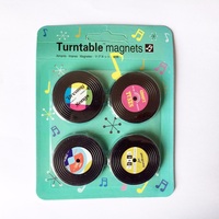 4 Pcs/Set Retro Turntable Fridge Magnet Cassette Tape Refrigerator Magnetic Sticker Message Folder Funny Children Toy
